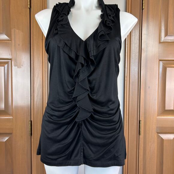 White House Black Market Blouse Sleeveless Ruffle v neckline size XL NWT - Picture 1 of 6